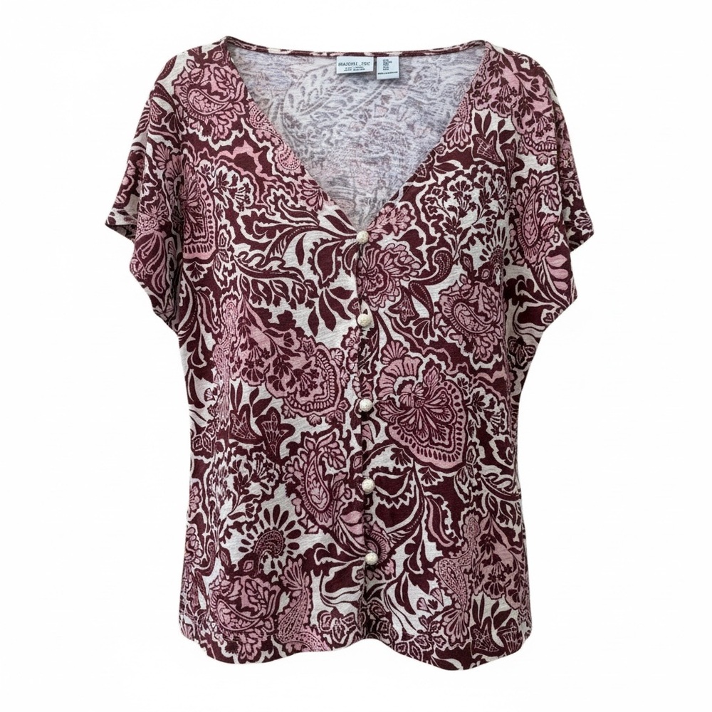 Rachel Zoe Floral Burgundy and Pink Blouse